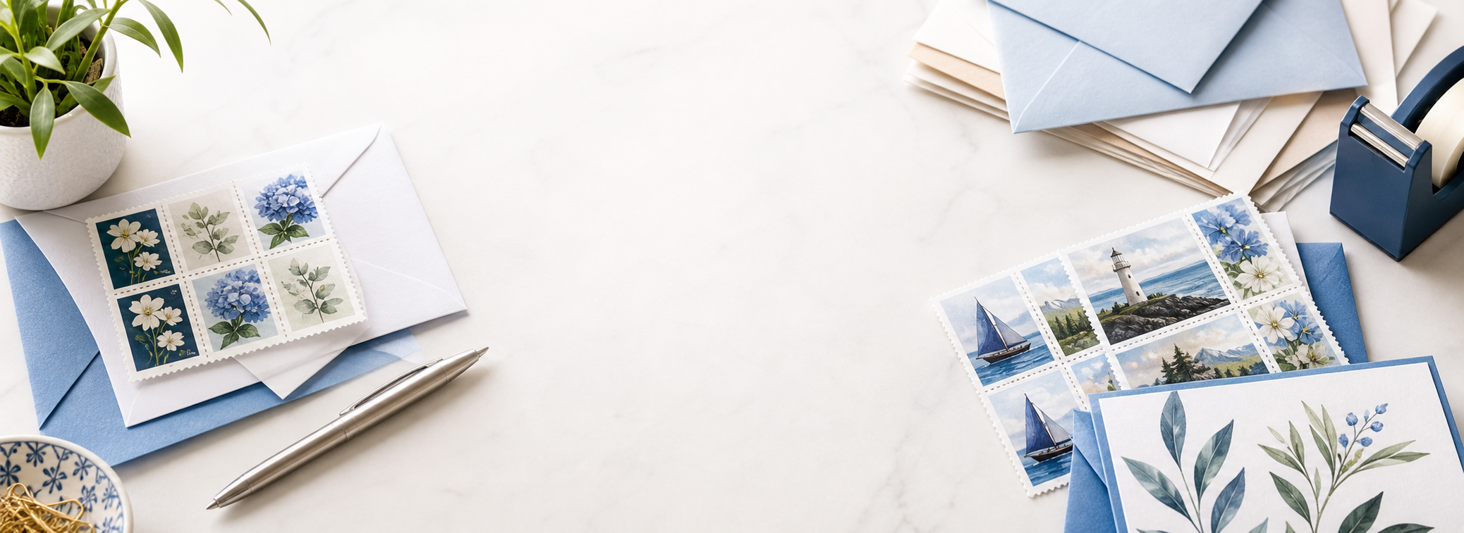 Forever stamp designs for letters, cards, invitations, and business mail