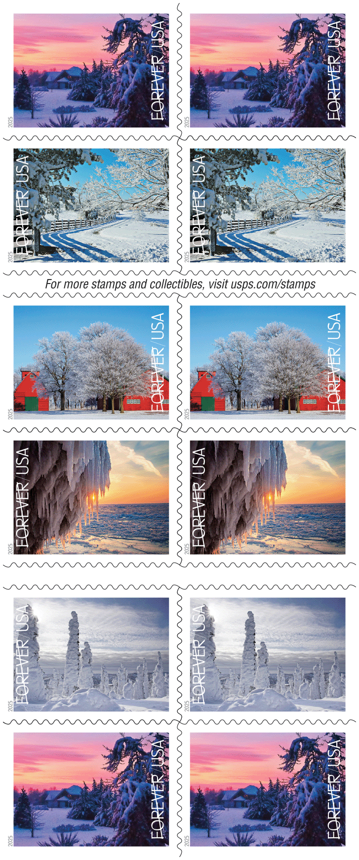 2025 Winter Landscapes Stamps USPS Forever Stamps image 6