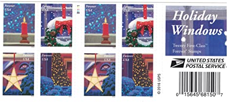 2016 Christmas Holiday Windows. Candle Stamps | Tool Stamps US Postage Stamps