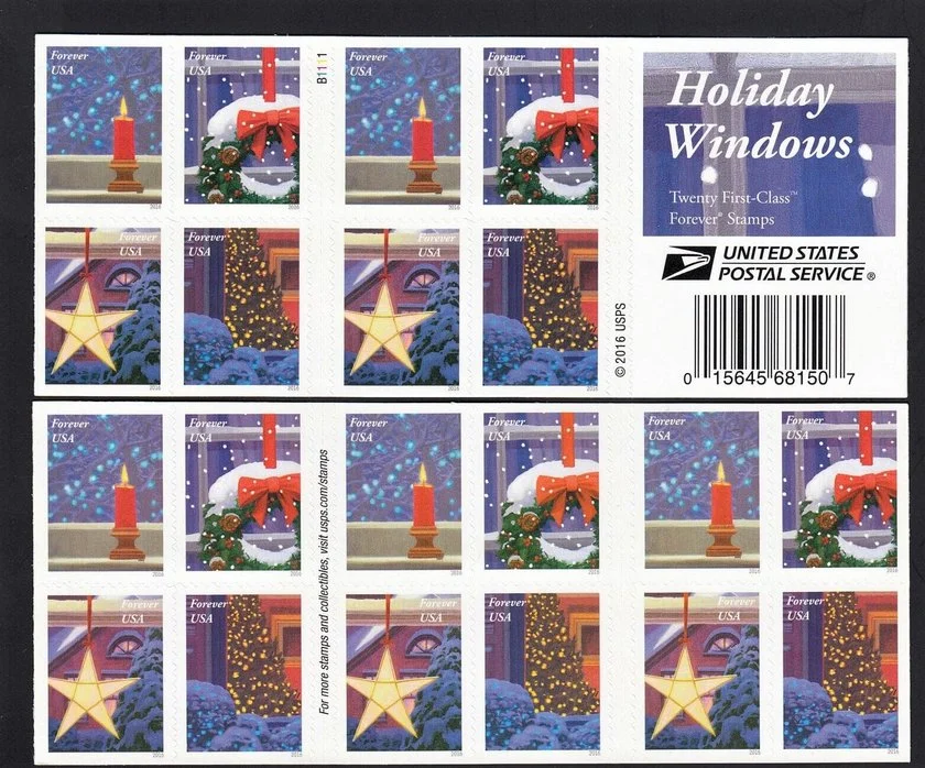 2016 Christmas Holiday Windows. Candle Stamps | Tool Stamps US Postage Stamps