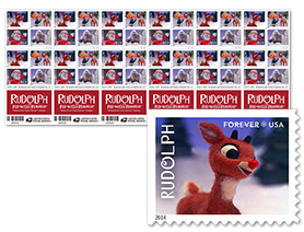 2014 Rudolph the Red-Nosed Reindeer Stamps | Tool Stamps US Postage Stamps