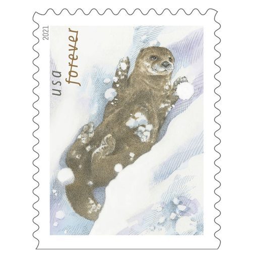 2021 Otter in the Snow Forever®Stamp | Tool Stamps US Postage Stamps