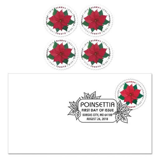 2018 Globe Poinsettia First-Class Mail International® | Tool Stamps US Postage Stamps