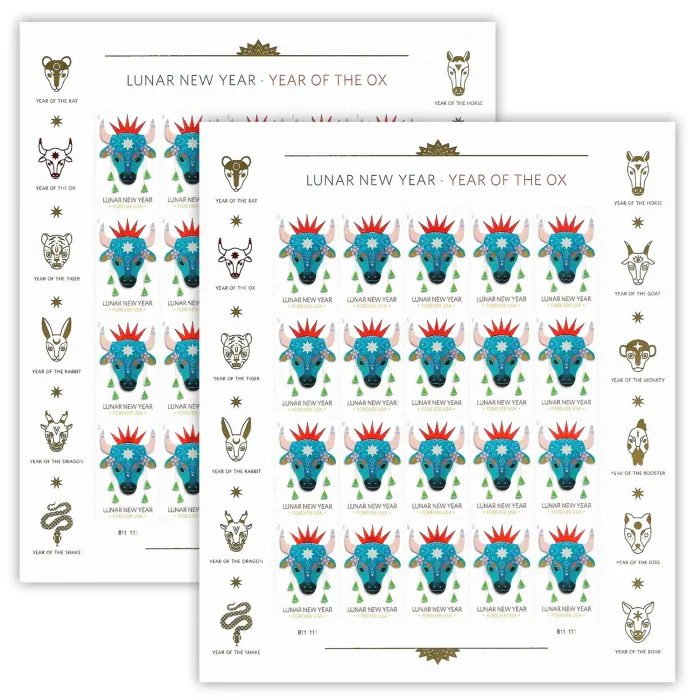 2021 Lunar New Year Ox Stamps | Tool Stamps US Postage Stamps