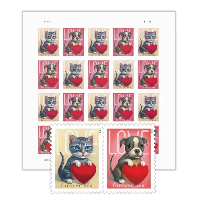 2023 Love Kitten and Puppy | Tool Stamps US Postage Stamps