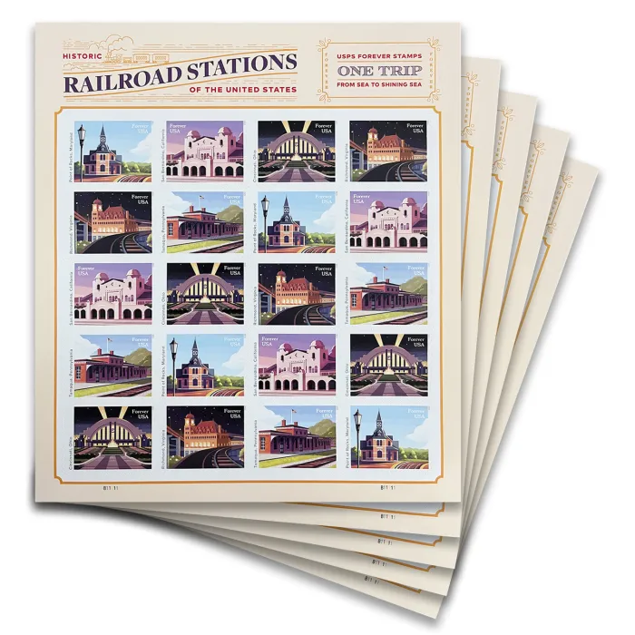 2023 Railroad Stations Stamps 100 PCS | Tool Stamps US Postage Stamps