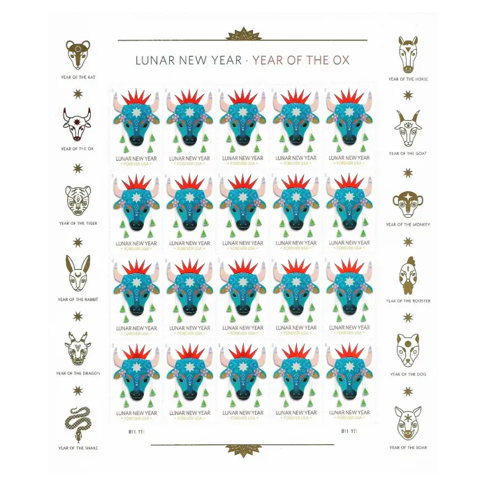 2021 Lunar New Year Ox Stamps | Tool Stamps US Postage Stamps