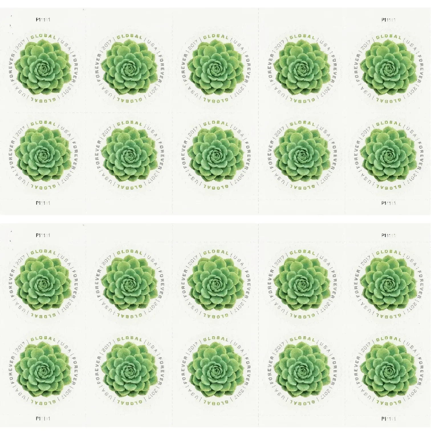 2017 Global: Green Succulent Stamps | Tool Stamps US Postage Stamps