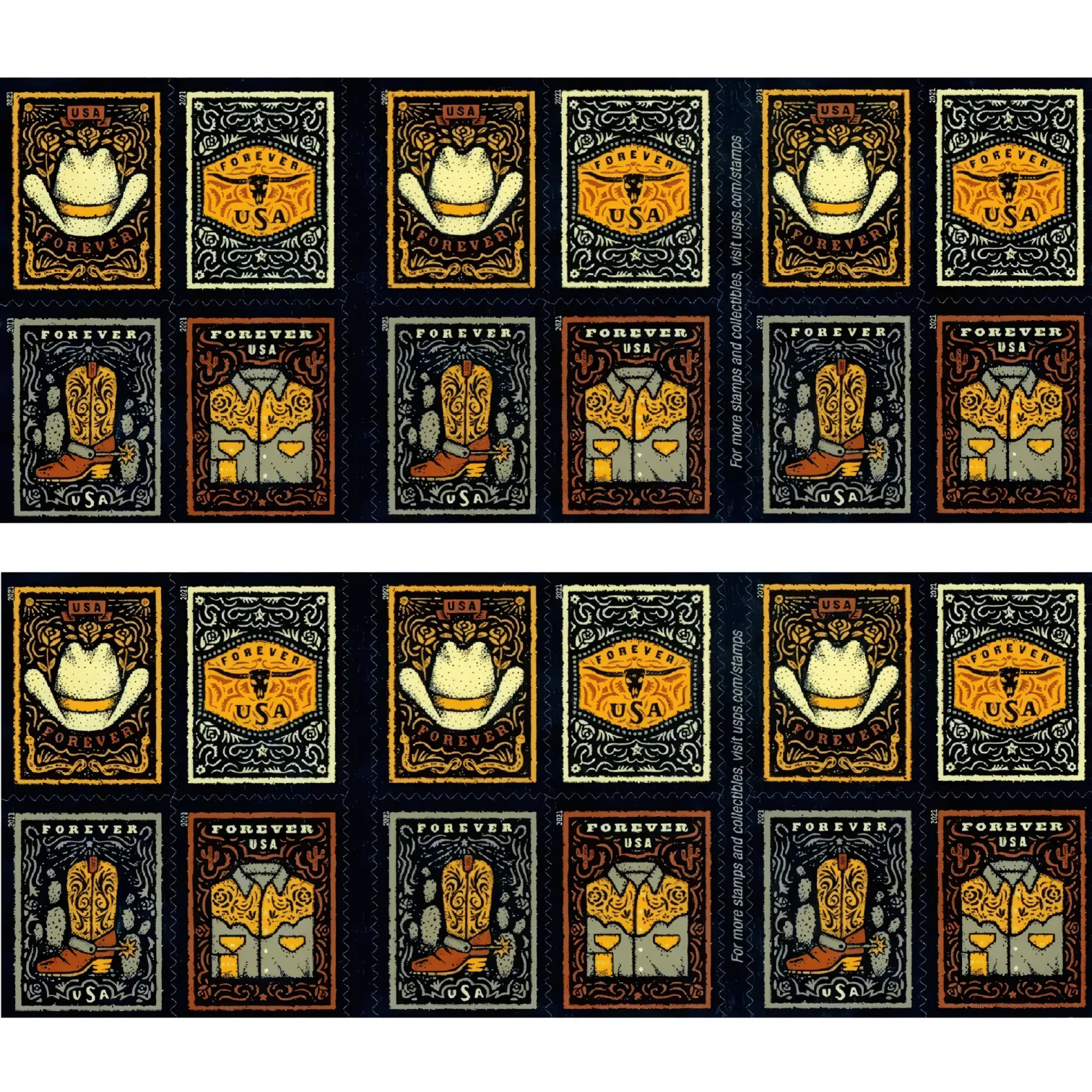 2021 Western Wear Stamps | Tool Stamps US Postage Stamps