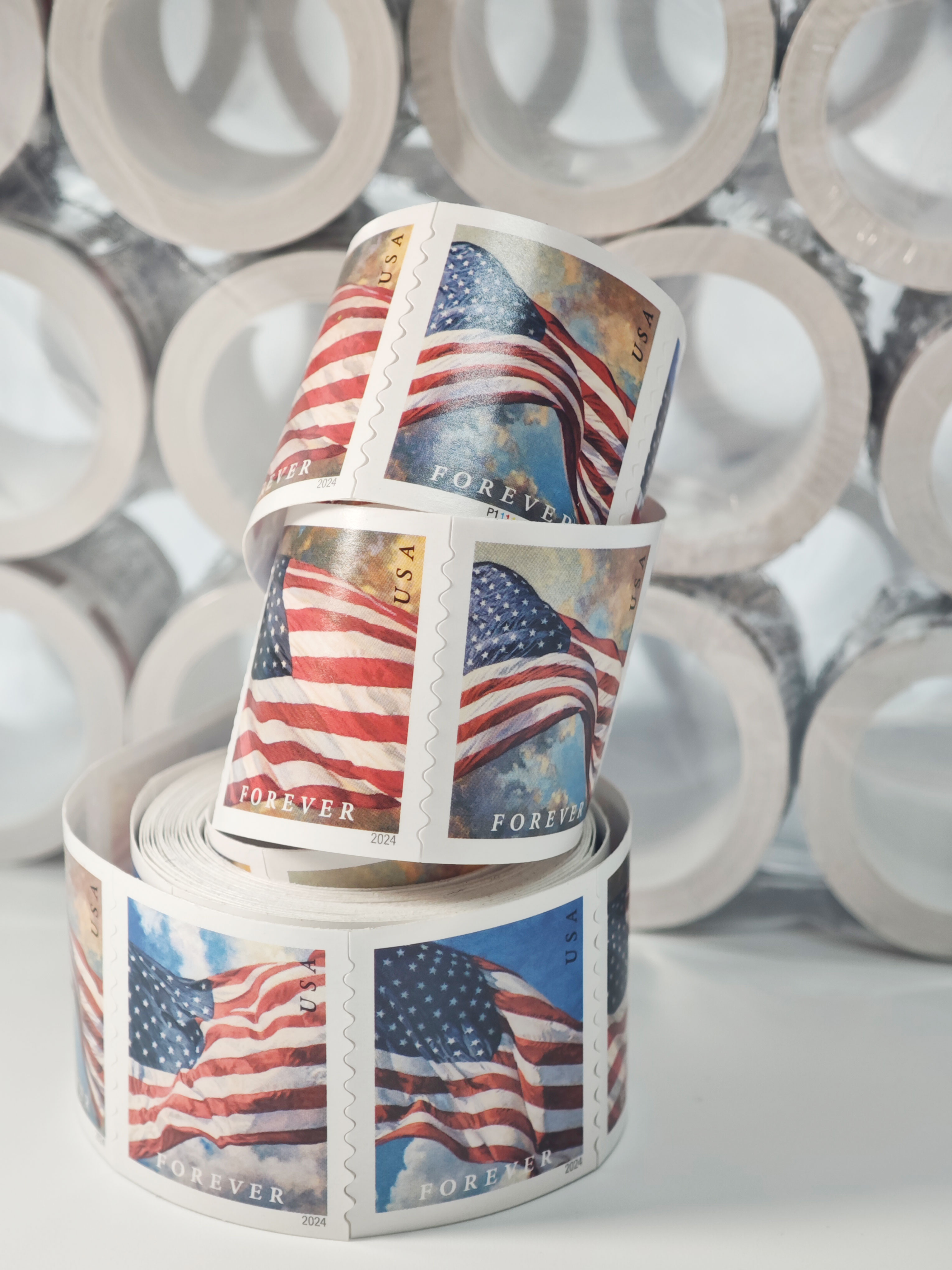 Big Sales! 3 U.S. Flag Stamps,3 Rolls/300 Pcs | Tool Stamps US Postage Stamps