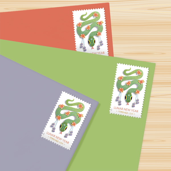 2025 Lunar New Year Year of the Snake Stamps 100 pcs | Tool Stamps US Postage Stamps