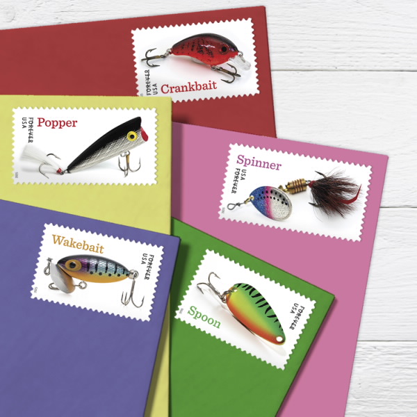 2025 Freshwater Fishing Lures Stamps 100 pcs | Tool Stamps US Postage Stamps