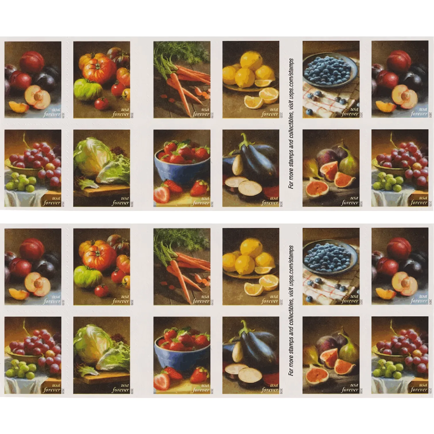 2020 Fruits and Vegetables Stamps | Tool Stamps US Postage Stamps