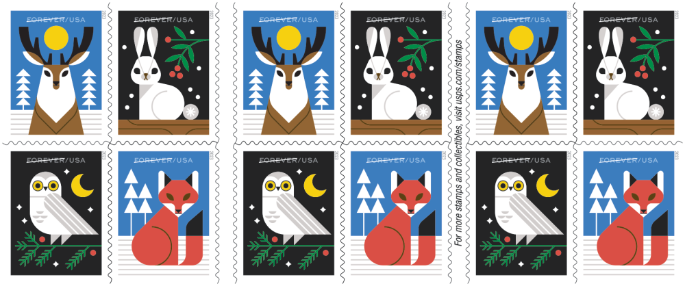 2023 Winter Woodland Animals Stamps | Tool Stamps US Postage Stamps