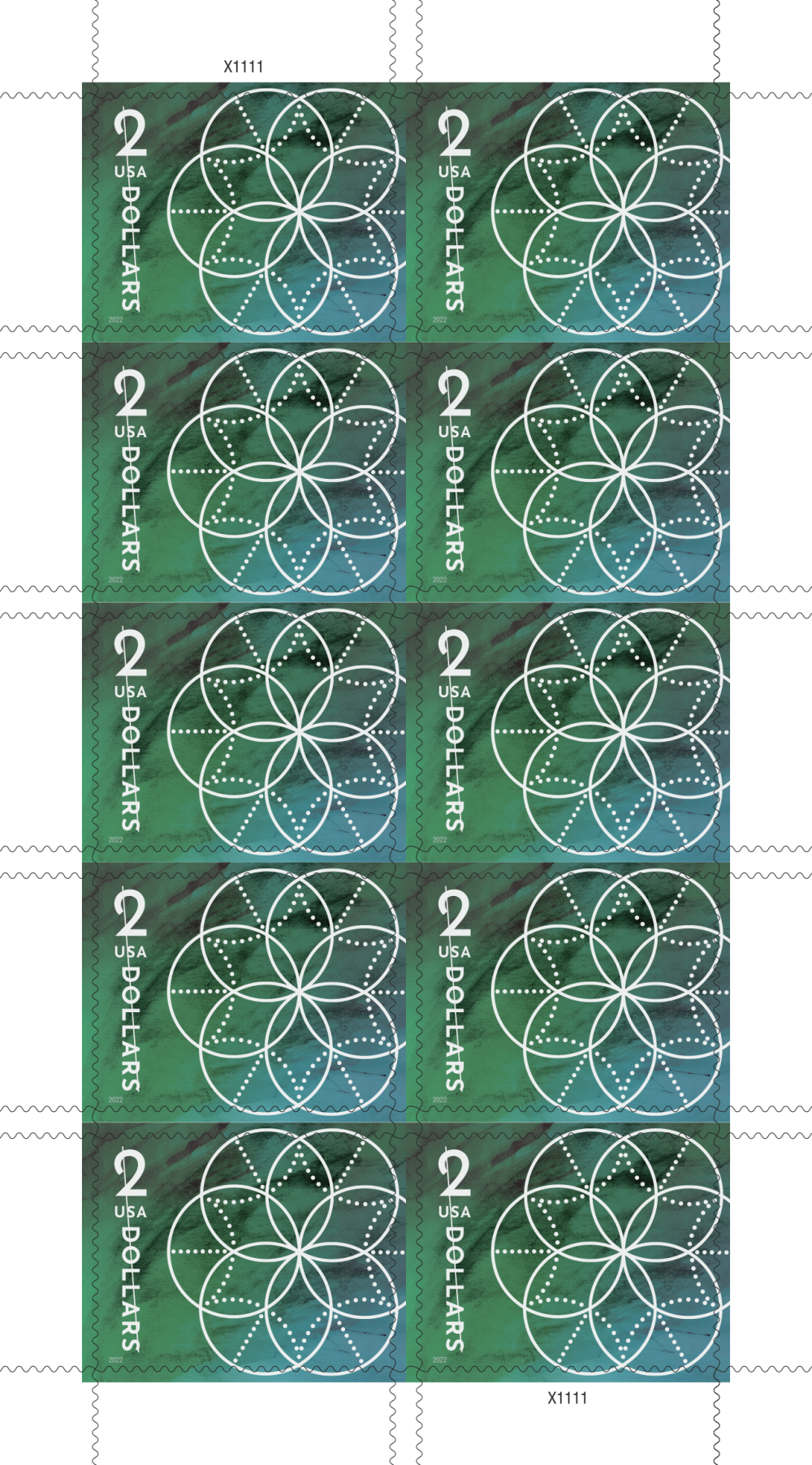 2022 $2 Floral Geometry Stamps | Tool Stamps US Postage Stamps