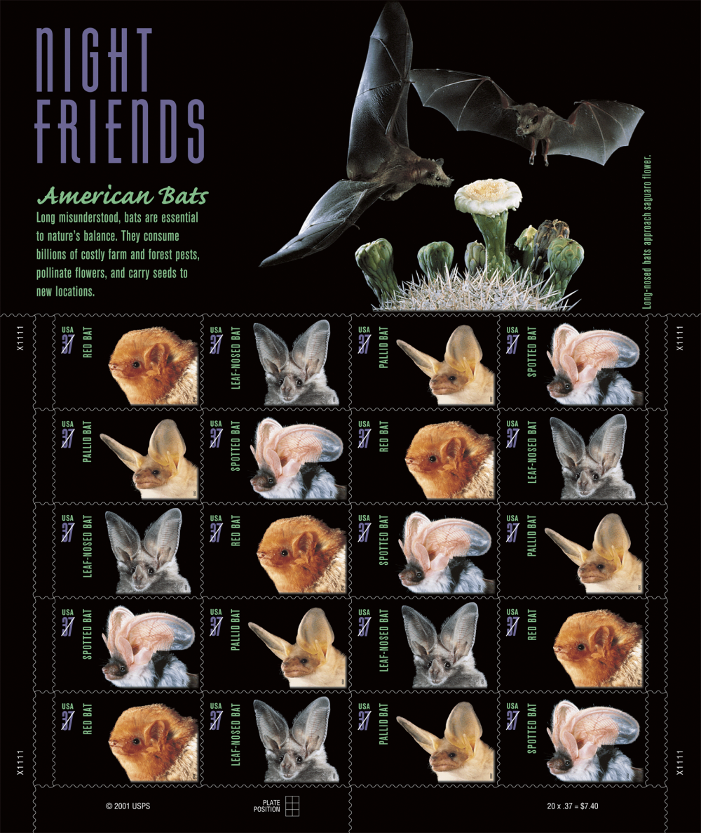2002 American Bats Stamps | Tool Stamps US Postage Stamps