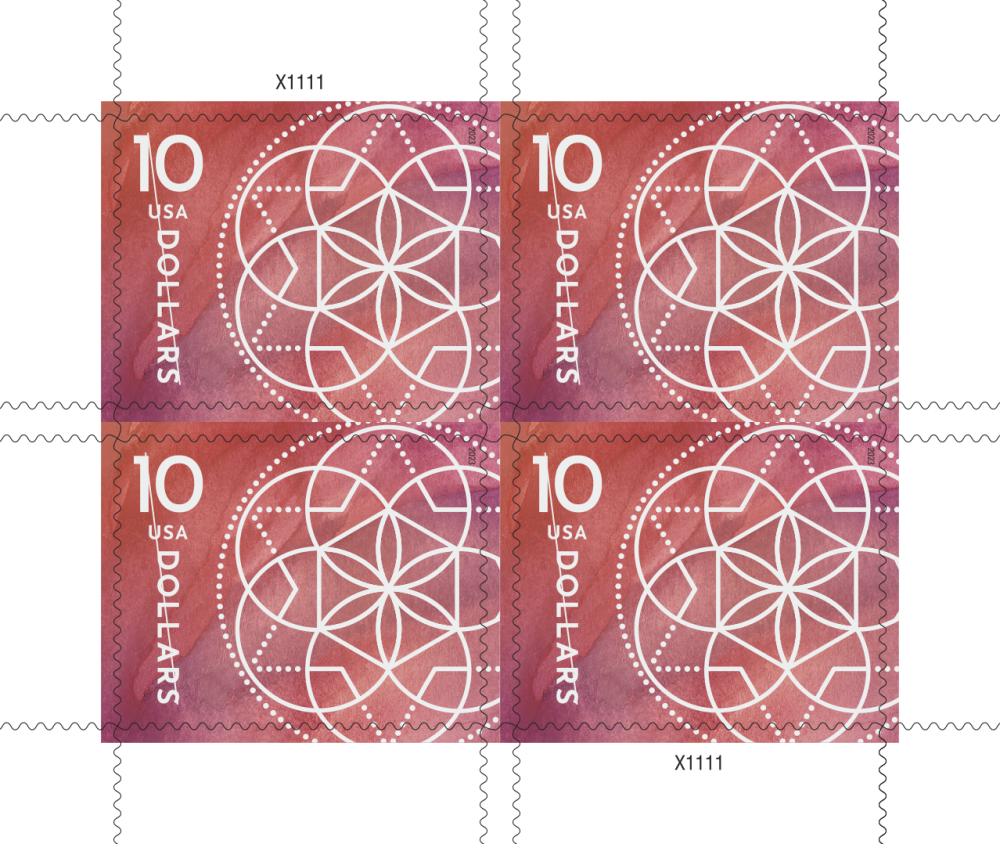 2023 $10 Floral Geometry Stamps | Tool Stamps US Postage Stamps