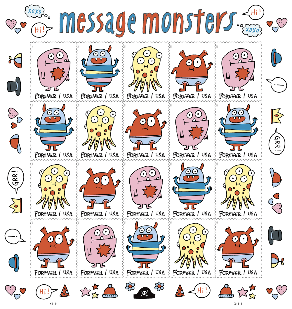 2021 Message Monsters Stamps | Tool Stamps US Postage Stamps