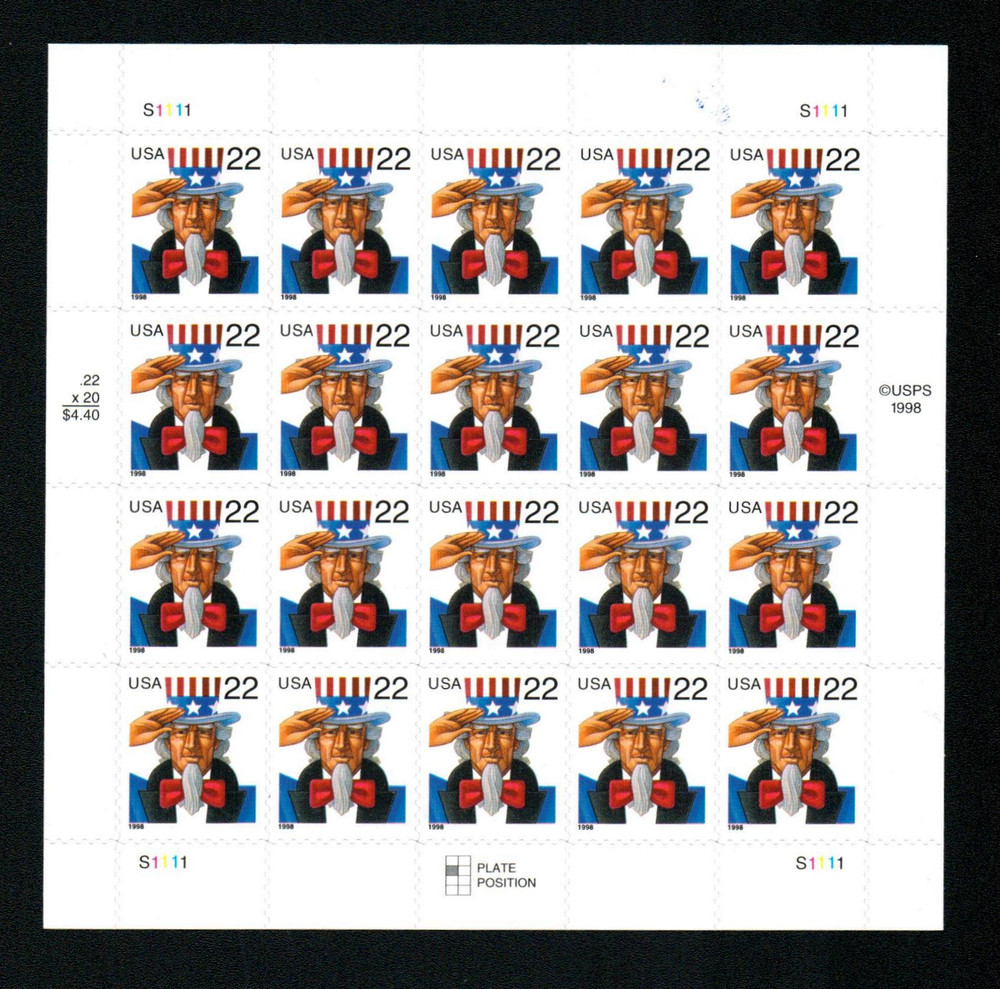 1998 Uncle Sam Stamps 100 PCS | Tool Stamps US Postage Stamps