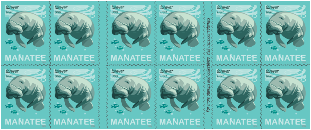 2024 Save Manatees Stamps | Tool Stamps US Postage Stamps