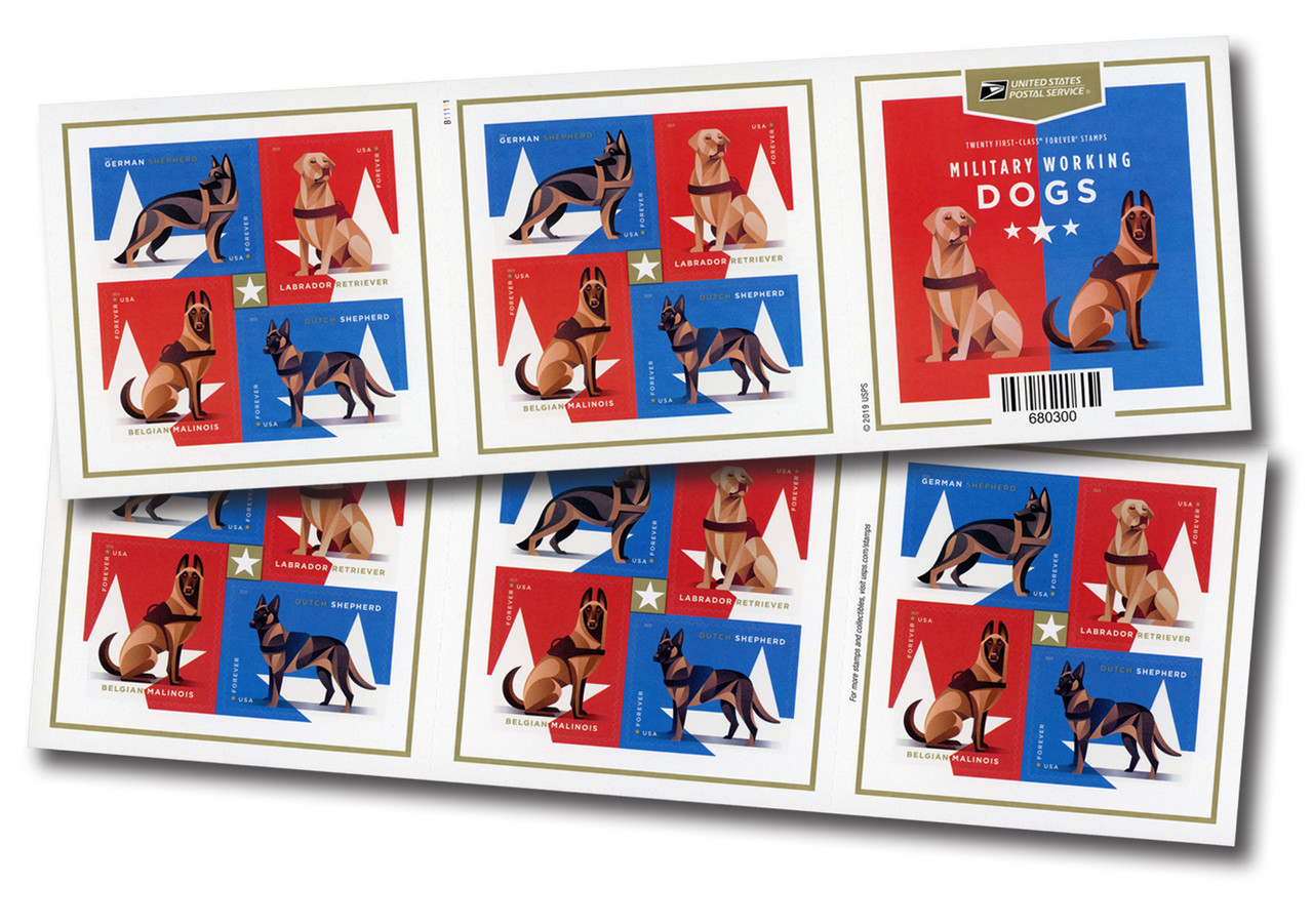 2019 Military Working Dogs Stamps 100 PCS | Tool Stamps US Postage Stamps